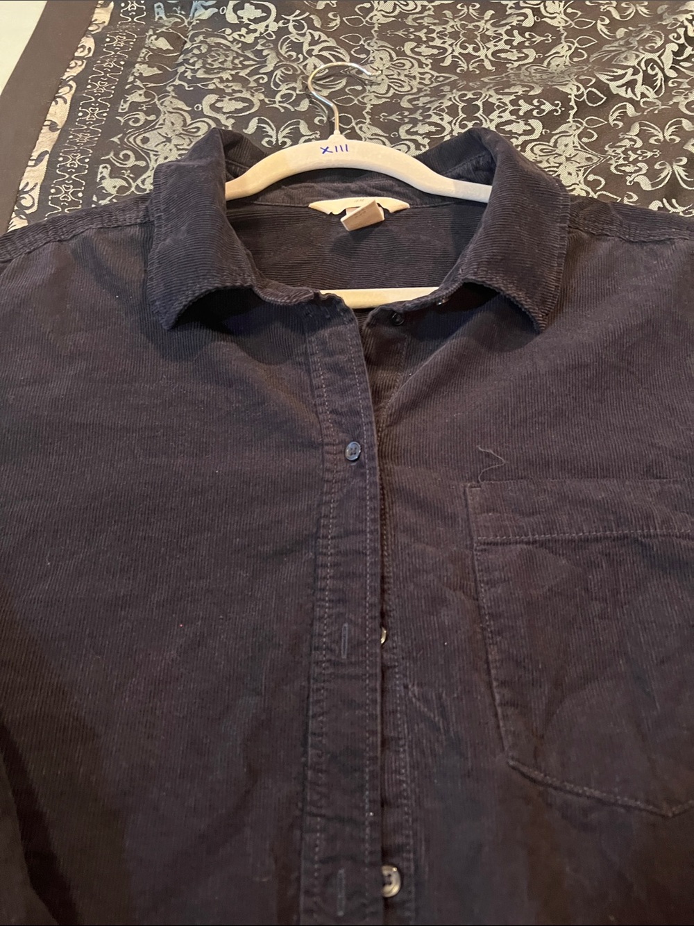 H&M Men's Casual Button-Down Shirt in Dark Navy - Picture 4 of 8